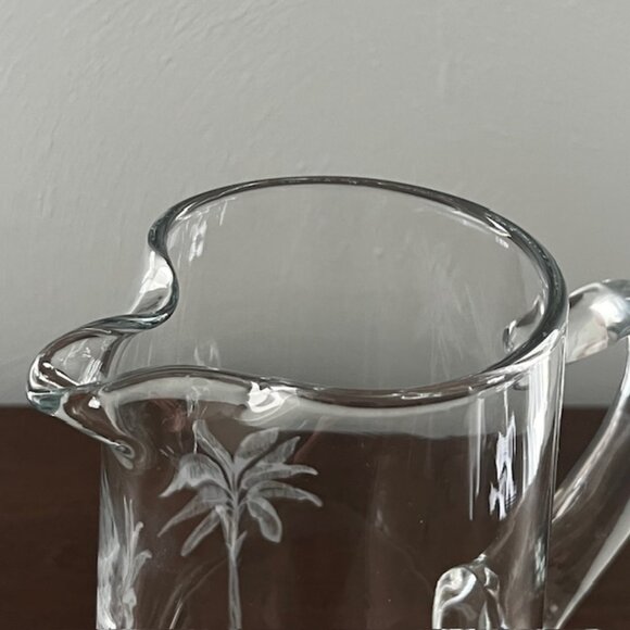 Glass Pitcher Palm Tree Design Barware Serving Contemporary Minimalist - Picture 3 of 7